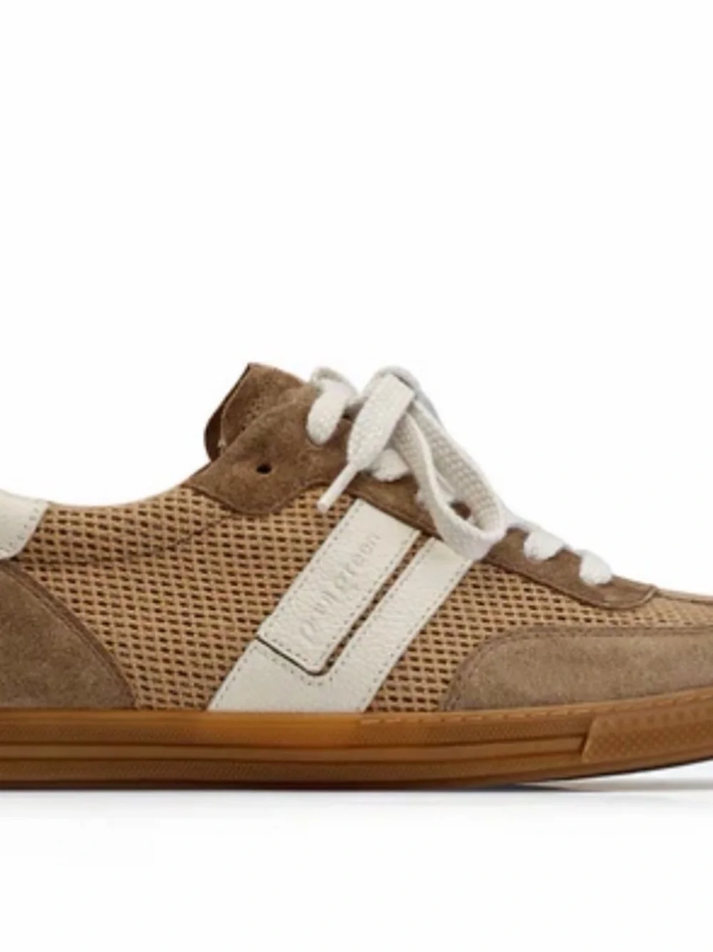 Paul Green Women's Suede & Mesh Sneaker in Tan and White